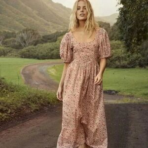 Doen Abrielle Dress in Liberty Fabric Coral Poppy Bell Floral